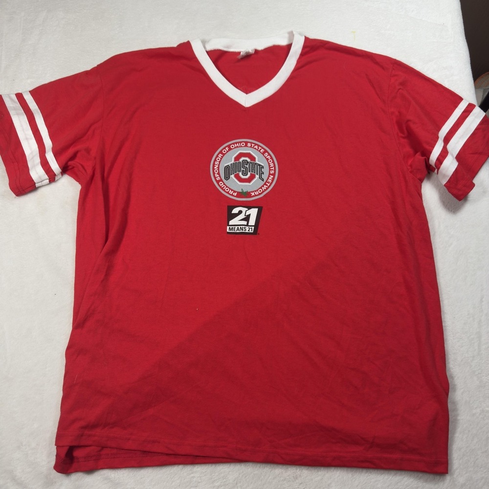 Ohio State Buckeyes Shirt Mens 2XL Red NCAA Football Augusta Coors Light Tee